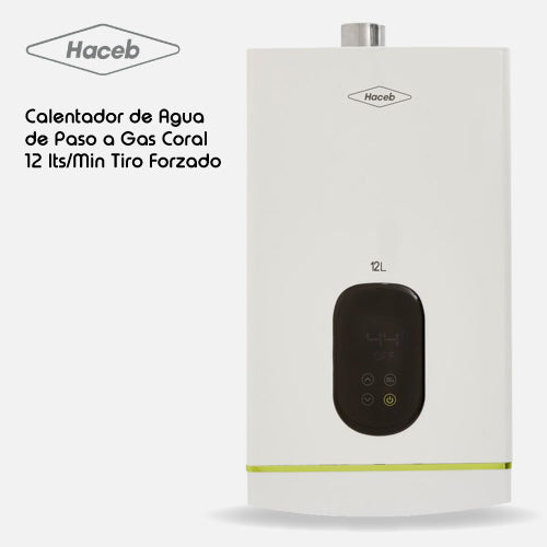 Calentador CORAL HACEB de agua de paso a gas 12 L / min tiro forzado