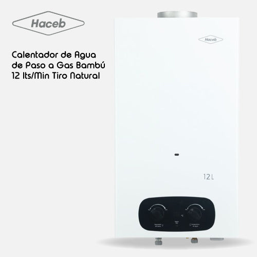 Calentador BAMBÚ HACEB de agua de paso a gas 12 L / min tiro natural