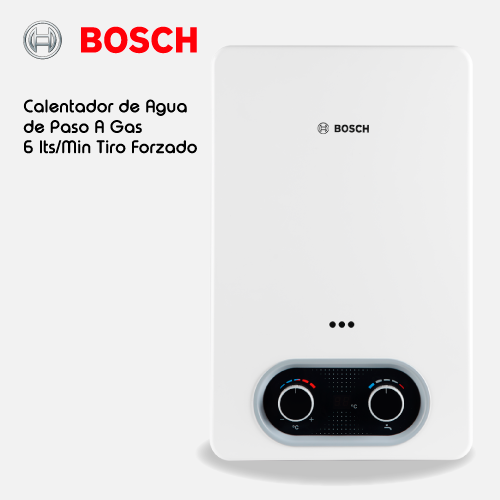 Calentador BOSCH de agua de paso a gas 6 L / min tiro forzado