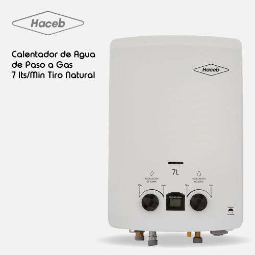 Calentador BAMBÚ HACEB de agua de paso a gas 7 L / min tiro natural