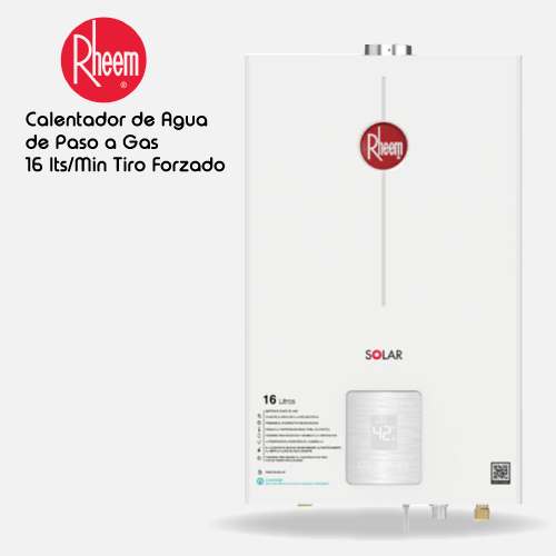 Calentador RHEEM de agua de paso a gas 16 L / min tiro forzado Digital