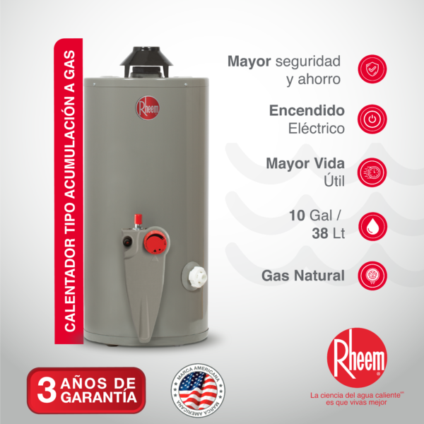Calentador de agua RHEEM de acumulación a gas 10 galones