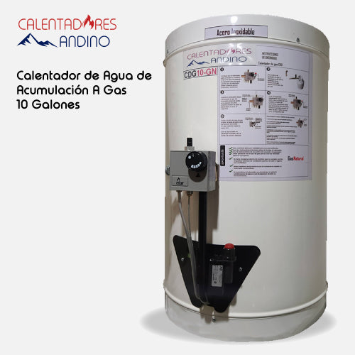 Calentador de agua a gas de acumulación 10 galones / 38 Litros