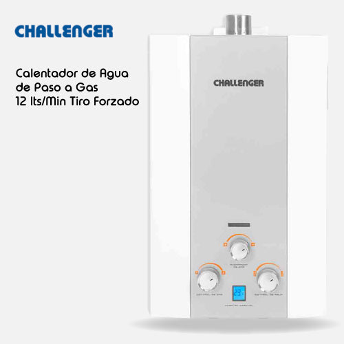 Calentador CHALLENGER de agua de paso a gas 12 L / min tiro forzado