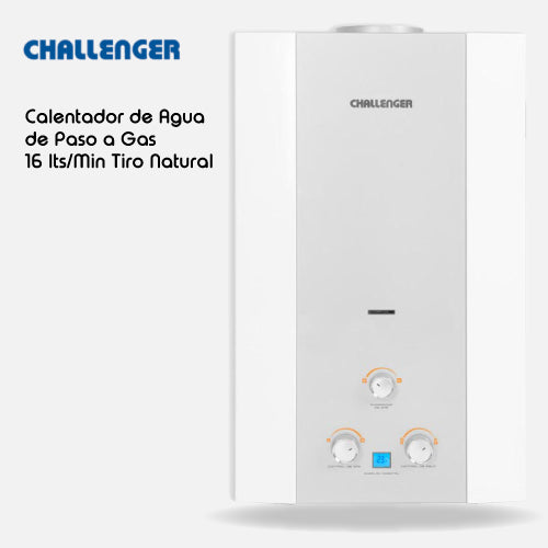 Calentador CHALLENGER de agua de paso a gas 16L / min tiro natural