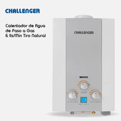 Calentador CHALLENGER de agua de paso a gas 6L / min tiro natural