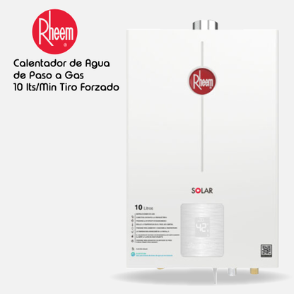 Calentador RHEEM de agua de paso a gas 10 L / min tiro forzado Digital